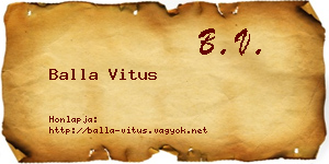 Balla Vitus névjegykártya